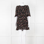 Ganni Black Dress Small Floral Pattern