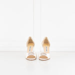 Manolo Blahnik Cream Satin Crystal Embellished Heeled Shoes