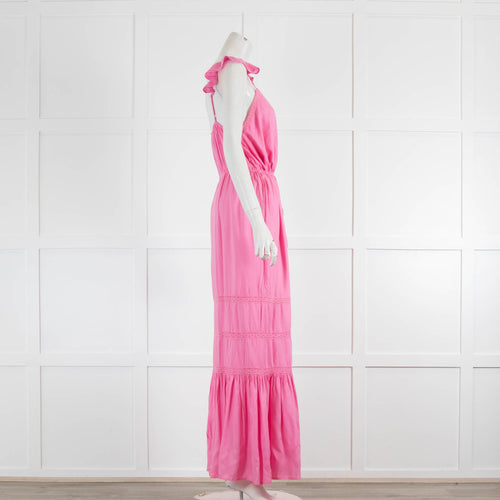 Melissa Odabash Pink Frill Shoulder Maxi Dress