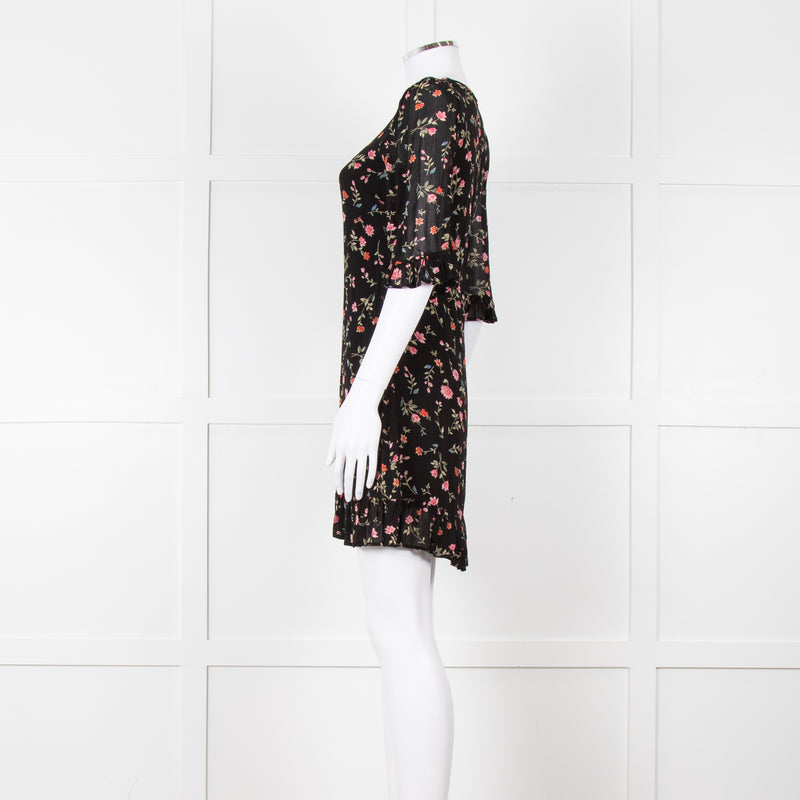 Ganni Black Dress Small Floral Pattern