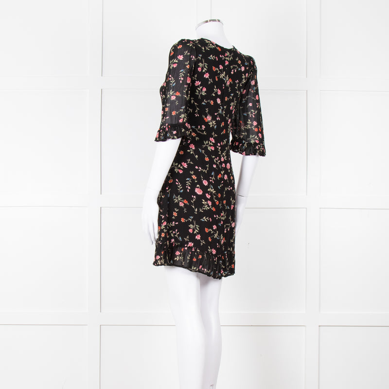 Ganni Black Dress Small Floral Pattern