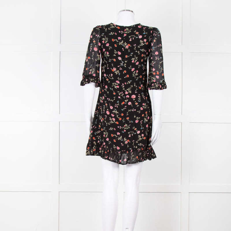 Ganni Black Dress Small Floral Pattern