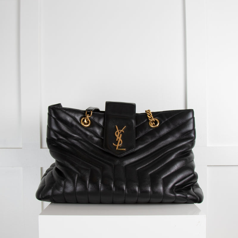 Saint Laurent Black Monogram Matelasse Loulou Large Tote Bag