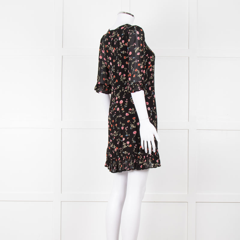 Ganni Black Dress Small Floral Pattern