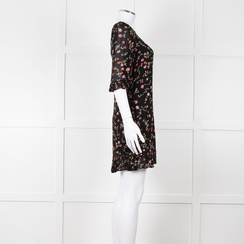 Ganni Black Dress Small Floral Pattern