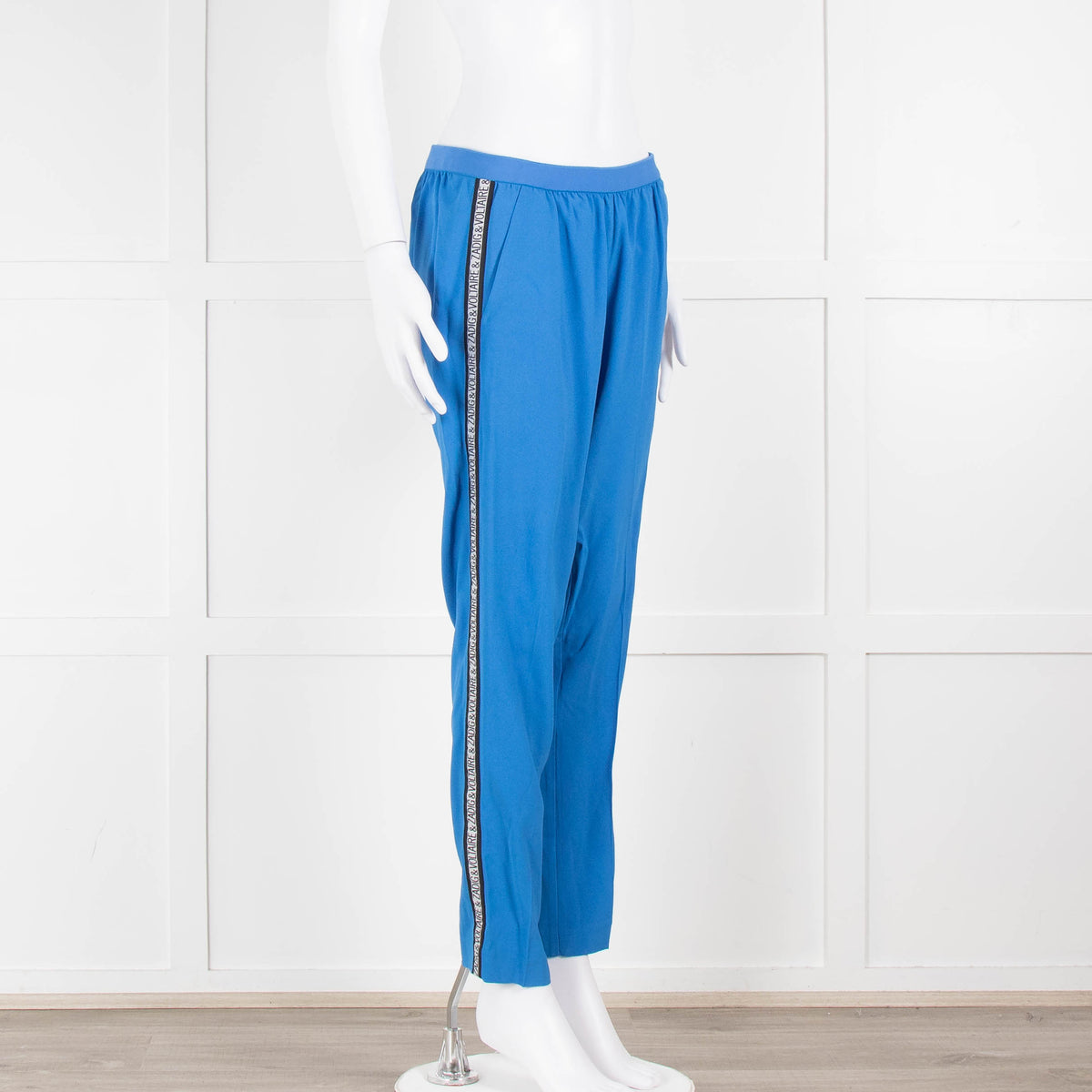 Zadig & Voltaire Blue Straight Leg Trousers With Logo Side Stripe