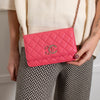 Chanel Pink Caviar Leather Wallet On Chain