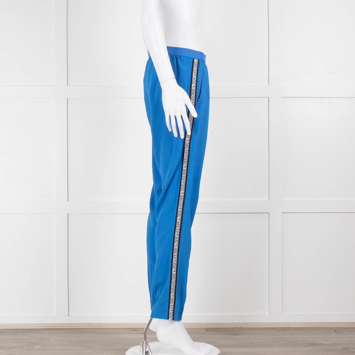 Zadig & Voltaire Blue Straight Leg Trousers With Logo Side Stripe