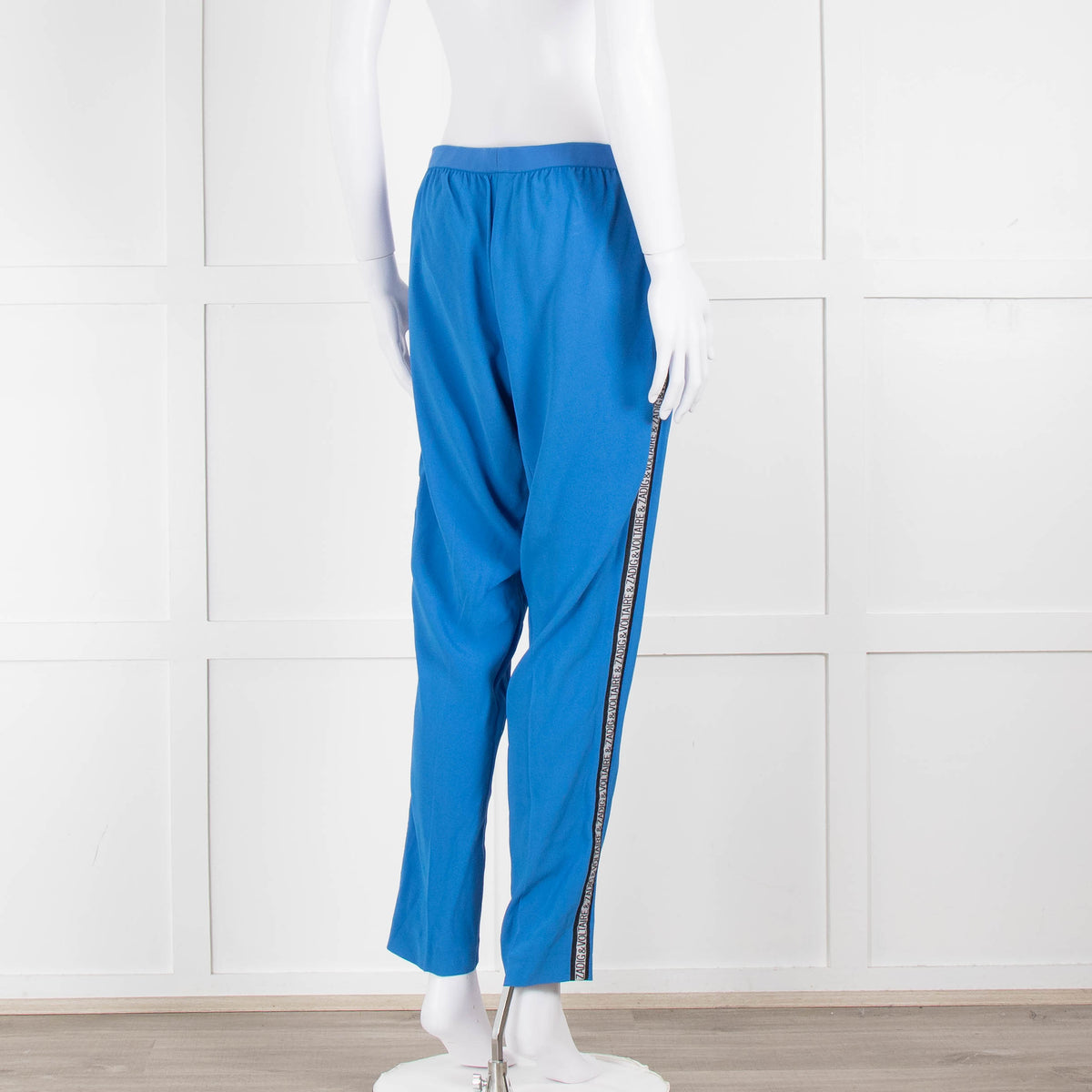 Zadig & Voltaire Blue Straight Leg Trousers With Logo Side Stripe