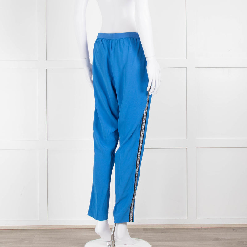 Zadig & Voltaire Blue Straight Leg Trousers With Logo Side Stripe