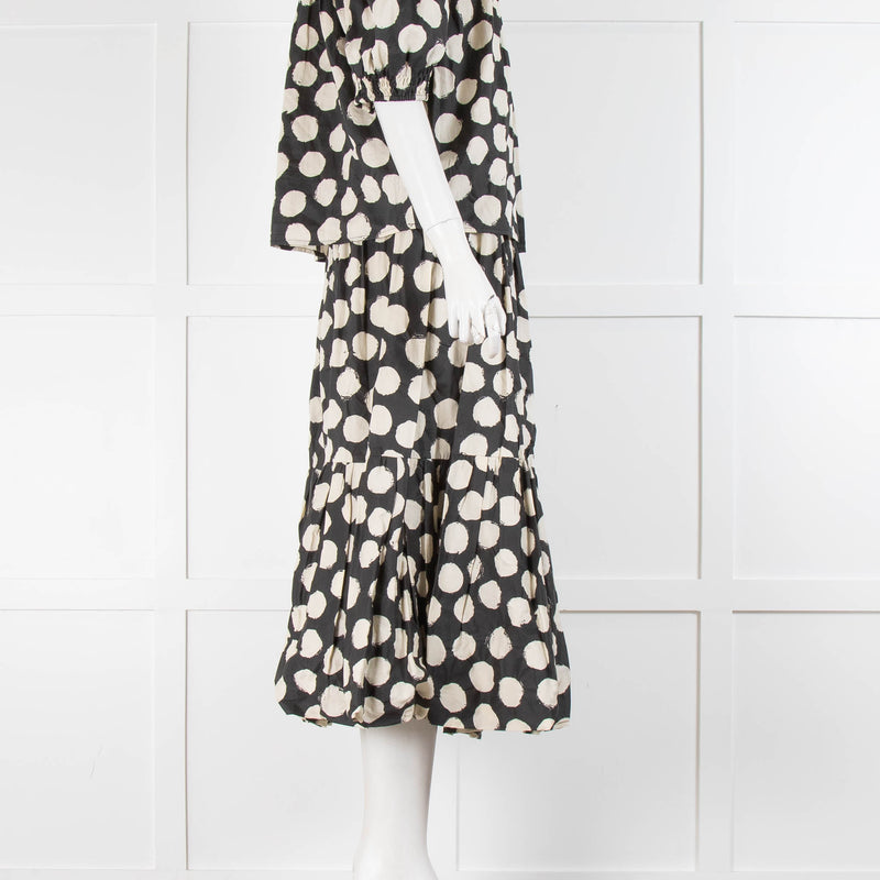Sea New York Grey Cream Circle Cotton Peplum Skirt