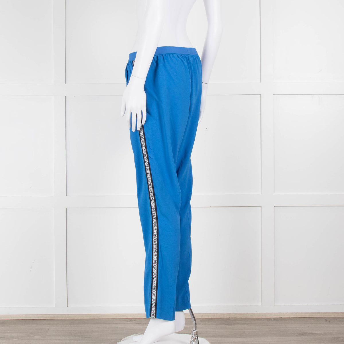 Zadig & Voltaire Blue Straight Leg Trousers With Logo Side Stripe