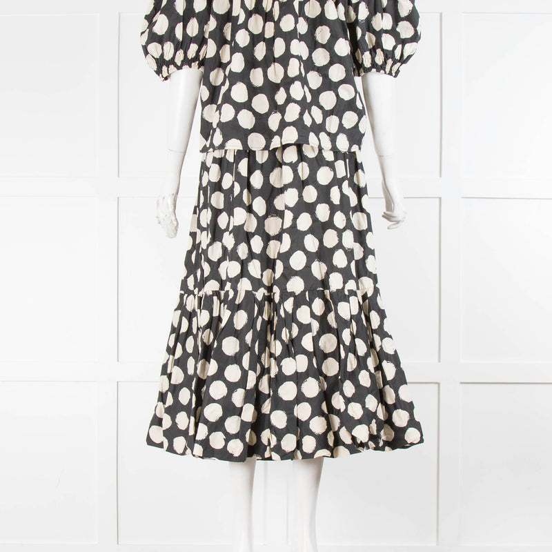 Sea New York Grey Cream Circle Cotton Peplum Skirt