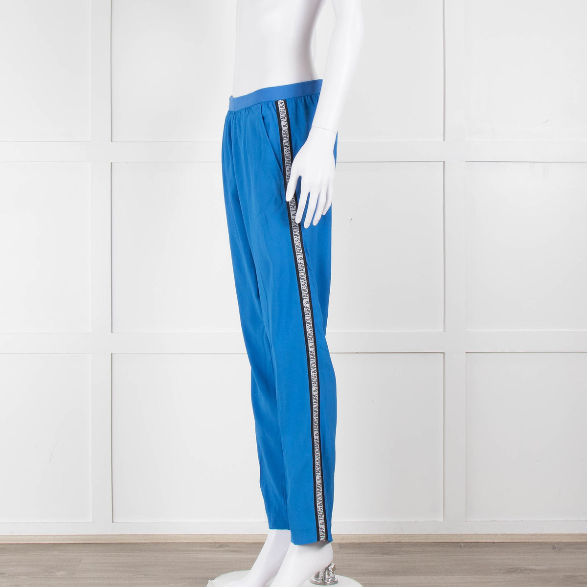 Zadig & Voltaire Blue Straight Leg Trousers With Logo Side Stripe