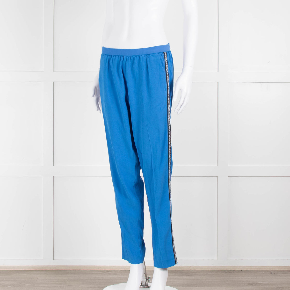 Zadig & Voltaire Blue Straight Leg Trousers With Logo Side Stripe