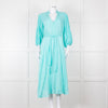 120% Lino Turquoise Belted Dress