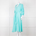 120% Lino Turquoise Belted Dress