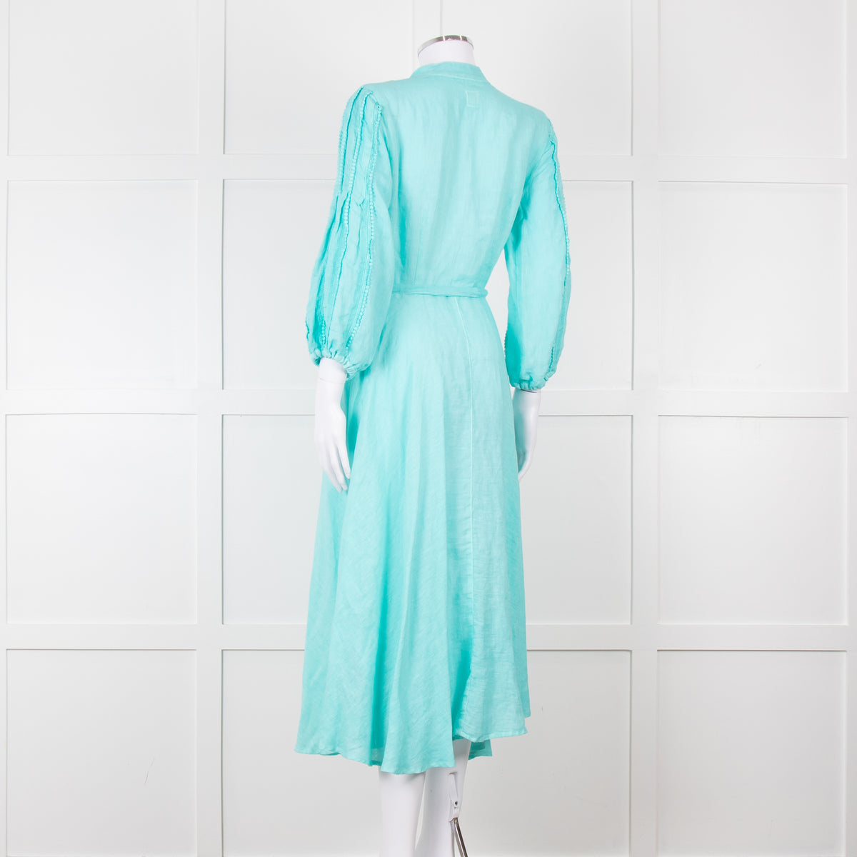 120% Lino Turquoise Belted Dress