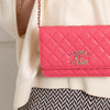 Chanel Pink Caviar Leather Wallet On Chain