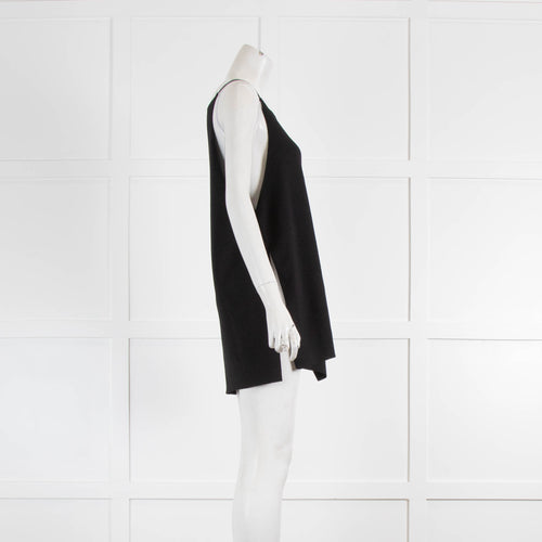 Sarah Pacini Black Spaghetti Strap Side Split Top