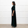 Cefinn Green Velvet Puff Sleeve Midi Dress