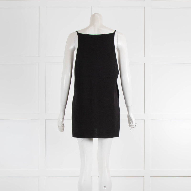 Sarah Pacini Black Spaghetti Strap Side Split Top