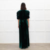 Cefinn Green Velvet Puff Sleeve Midi Dress