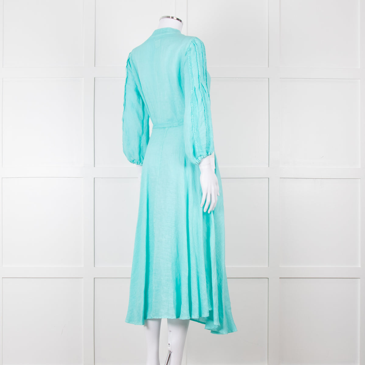 120% Lino Turquoise Belted Dress