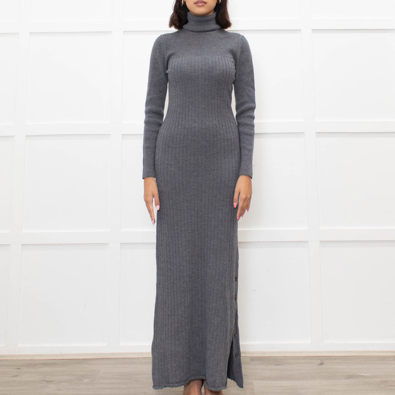 Iris & Ink Grey Merino Wool Knitted Maxi Dress