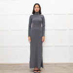 Iris & Ink Grey Merino Wool Knitted Maxi Dress