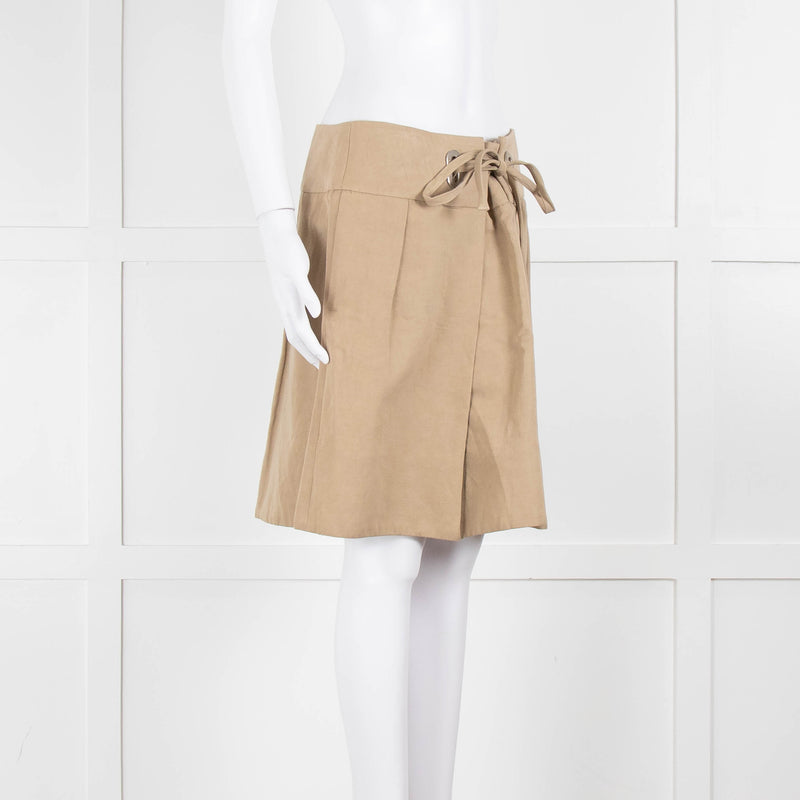 Chloe Pleated Beige Skirt With Belt