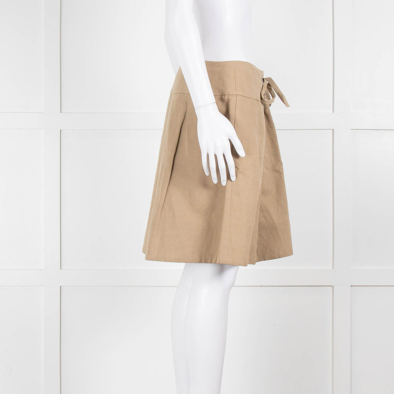 Chloe Pleated Beige Skirt With Belt