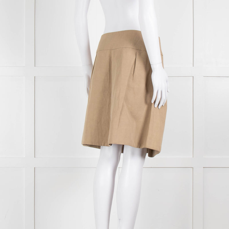 Chloe Pleated Beige Skirt With Belt