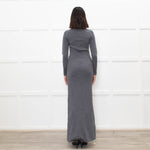 Iris & Ink Grey Merino Wool Knitted Maxi Dress