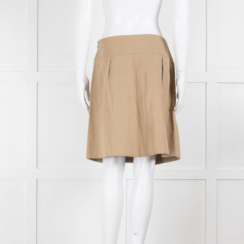 Chloe Pleated Beige Skirt With Belt
