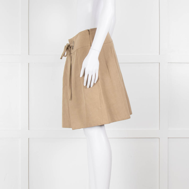 Chloe Pleated Beige Skirt With Belt