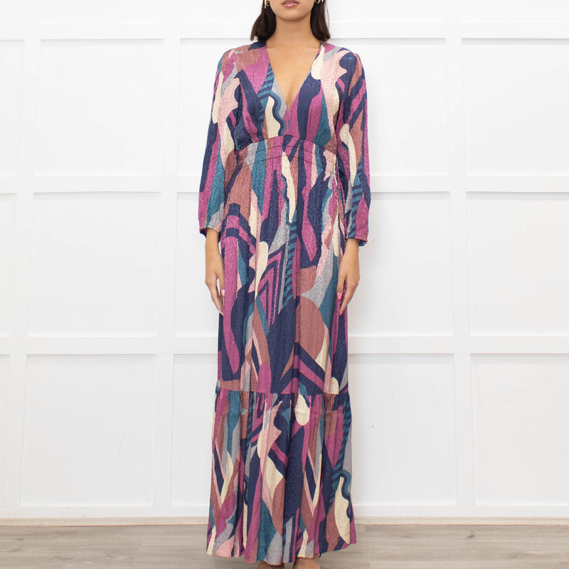 Ba&Sh Purple Blue V-Necked Long Dress
