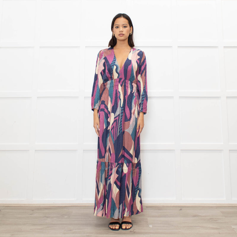 Ba&Sh Purple Blue V-Necked Long Dress