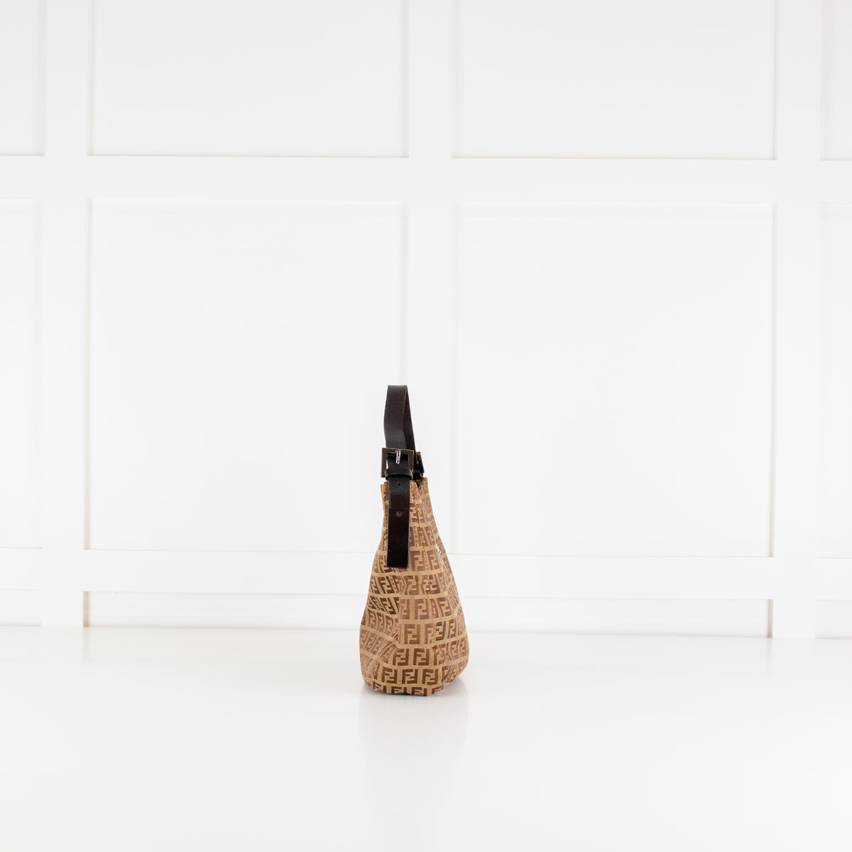 Fendi Brown Zucchino Logo Shoulder Bag