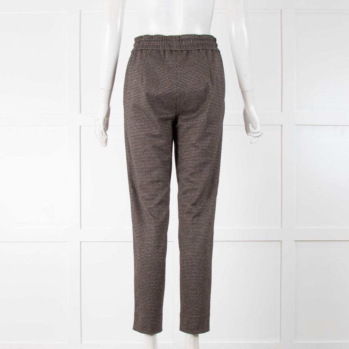 Riani Brown Check Trousers Drawstring Waist