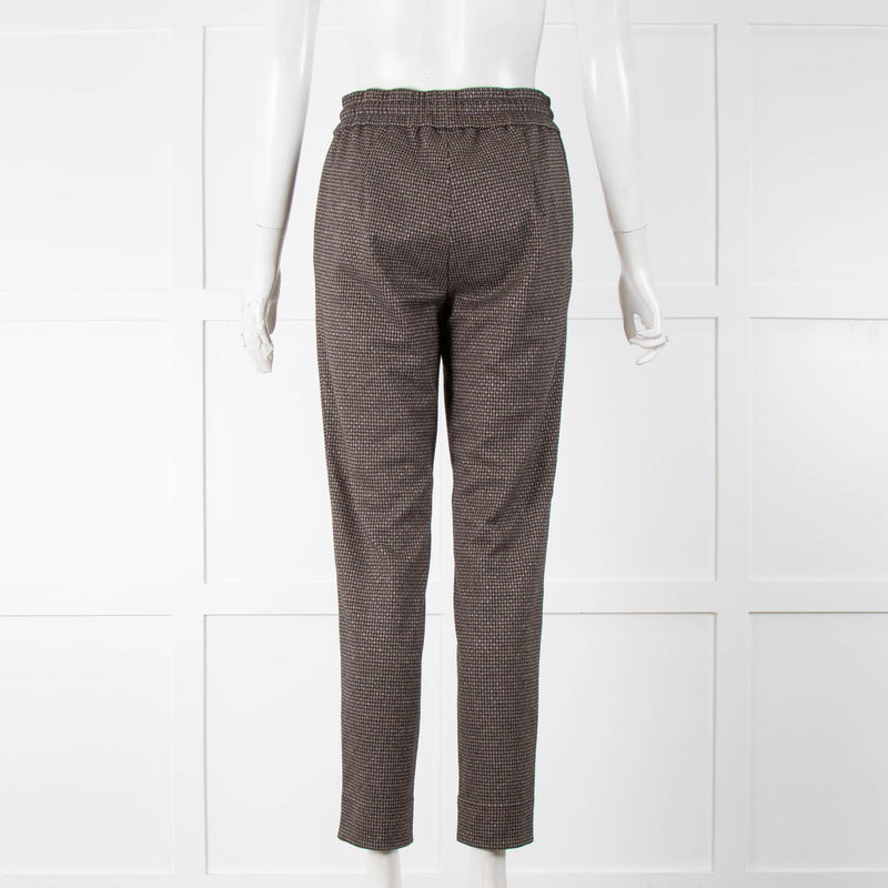 Riani Brown Check Trousers Drawstring Waist