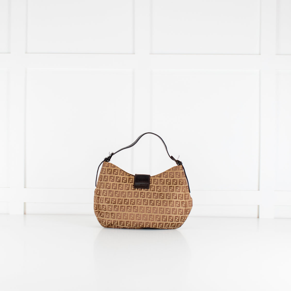 Fendi Brown Zucchino Logo Shoulder Bag