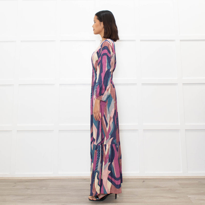 Ba&Sh Purple Blue V-Necked Long Dress