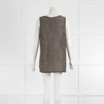 Sarah Pacini Grey Metallic Thread Sleeve Top