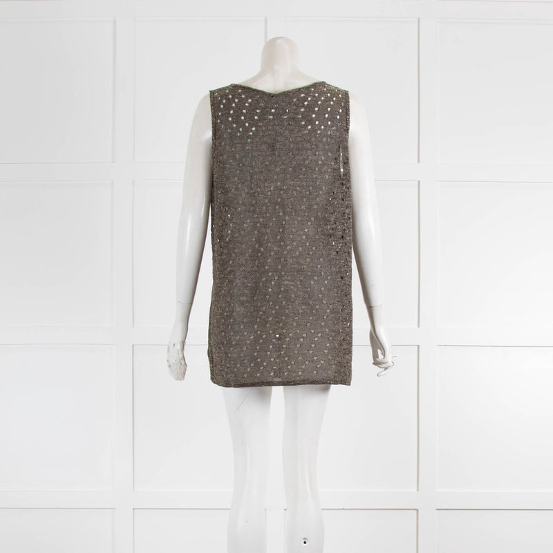 Sarah Pacini Grey Metallic Thread Sleeve Top