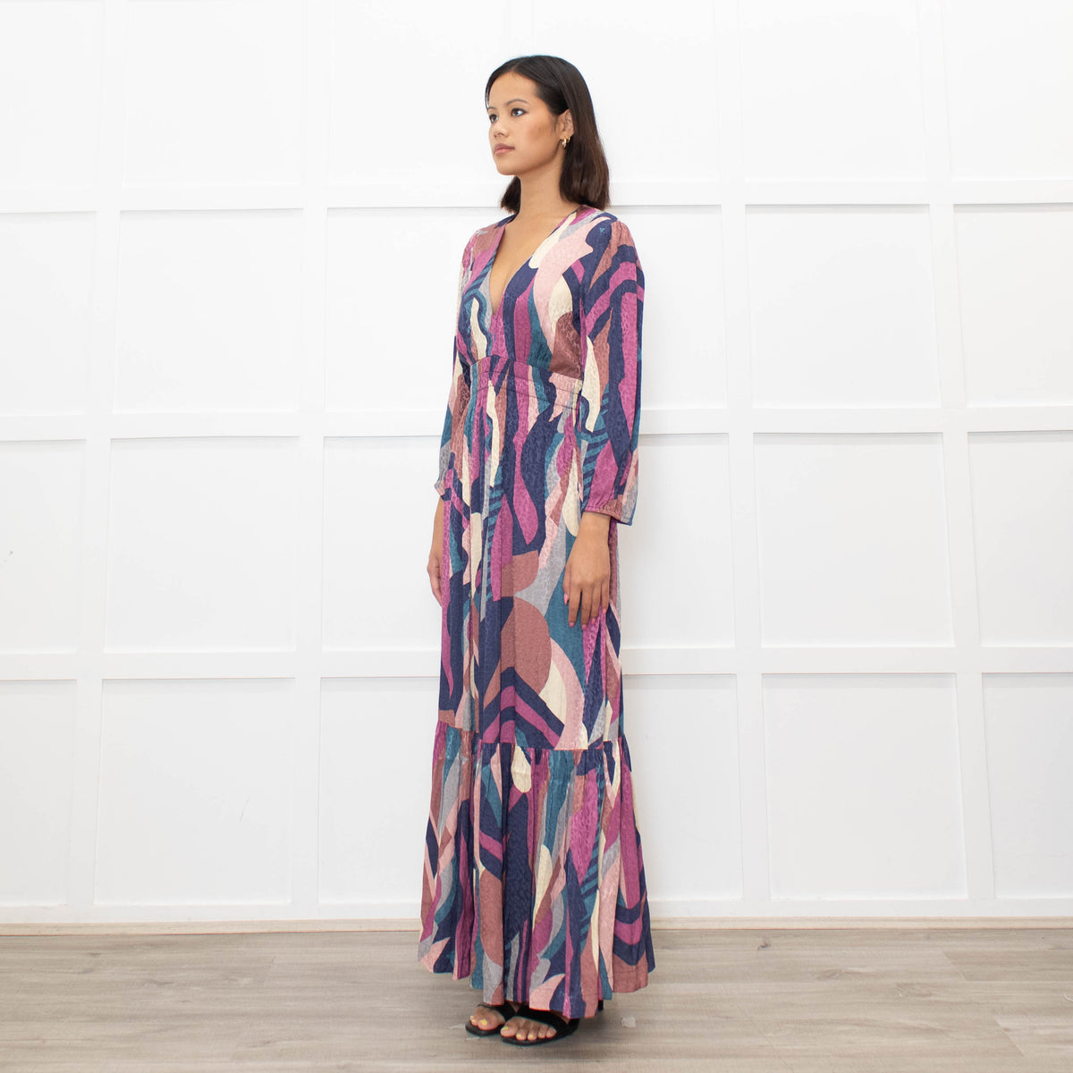 Ba&Sh Purple Blue V-Necked Long Dress