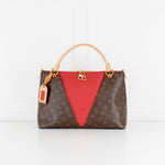 Louis Vuitton Brown Red Monogram V Tote MM Bag With Additional Strap