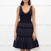 Sandro Navy Blue Gold Lurex Detail Sleeveless Dress