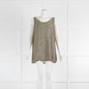 Sarah Pacini Khaki Metallic Thread Sleeve Top