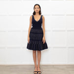 Sandro Navy Blue Gold Lurex Detail Sleeveless Dress